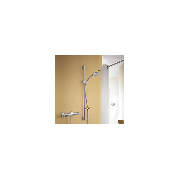 Hansgrohe Pack Pommeau De Douche Rond 4 Jets Vario Chrome + Flexible + Barre Avec Tablette