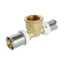 Té À Sertir Pour Tube Multicouche Ø20 - Femelle 15/21 Au Centre:  Ø20-f15/21-ø20