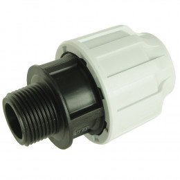 Raccord Droit Mâle Plastique Pour  Tube Pe D25 - M20/27 - Serrage Extérieur