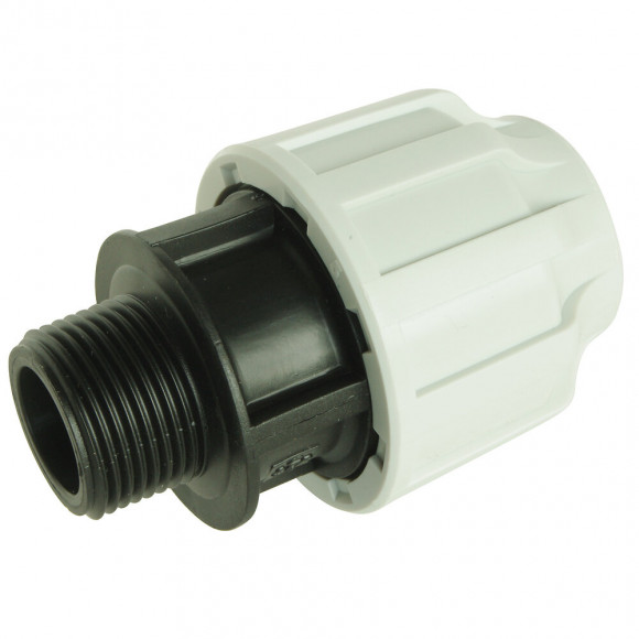 Raccord Droit Mâle Plastique Pour  Tube Pe D25 - M20/27 - Serrage Extérieur