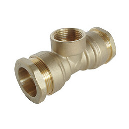 Té Laiton Femelle Au Centre Pour Tube Pe D50 - F40/49 - Sens Unique De Montage