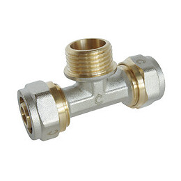 Té À Visser Pour Tube Multicouche Ø16  Mâle 15/21 Au Centre :  Ø16 -m15/21-ø16