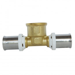 Té À Sertir Pour Tube Multicouche Ø16 - Femelle 15/21 Au Centre:  Ø16-f15/21-ø16