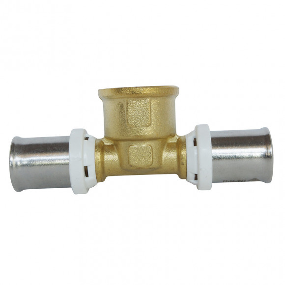 Té À Sertir Pour Tube Multicouche Ø16 - Femelle 15/21 Au Centre:  Ø16-f15/21-ø16