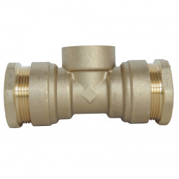 Té Laiton Femelle Au Centre Pour Tube Pe D20 - F15/21 - Sens Unique De Montage