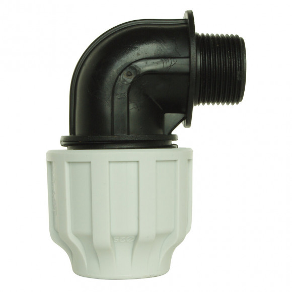 Coude Mâle Plastique Pour Tube Pe D32 - M26/34 - Serrage Extérieur