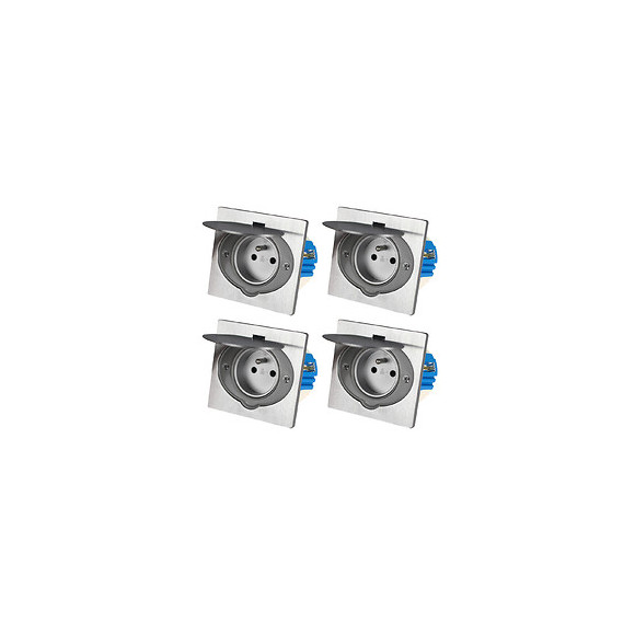 Lot De 4 Prises 16a 2p+t Finition Alu Brossé - Ip44 Avec Boîte D'installation