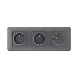 Triple Prise Affleurante 2p+t 16a Livrée Avec Boîte D?encastrement Titanium - Artezo