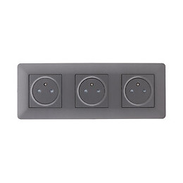 Triple Prise Affleurante 2p+t 16a Livrée Avec Boîte D?encastrement Titanium - Artezo