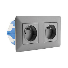 Double Prise Affleurante 2p+t 16a Livrée Avec Boîte D?encastrement Titanium - Artezo