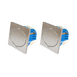 Lot De 2 Prises De Sol 16a 2p+t Finition Alu Brossé - Ip44 Avec Boîte D'installation