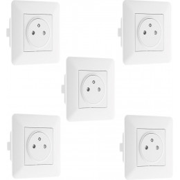 Lot De 5 Prises De Courant Affleurantes 2p+t 16a Simple Blanc - Artezo