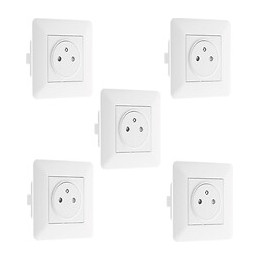 Lot De 5 Prises De Courant Affleurantes 2p+t 16a Simple Blanc - Artezo