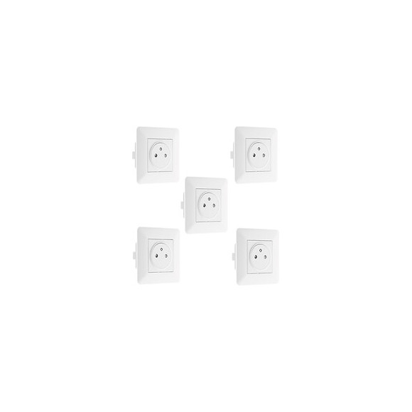 Lot De 5 Prises De Courant Affleurantes 2p+t 16a Simple Blanc - Artezo