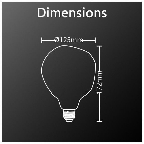 Ampoule Led Globe (g125) Irrégulière Au Verre Fumé, Culot E27, 6w Cons. (48w Eq.), 600 Lumens, Lumière Blanc Chaud