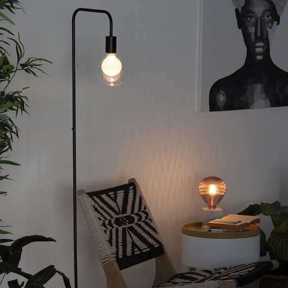 Ampoule Déco Led, Double Verre Rose, G125, Culot E27, 4w Cons. 2700k Blanc Chaud