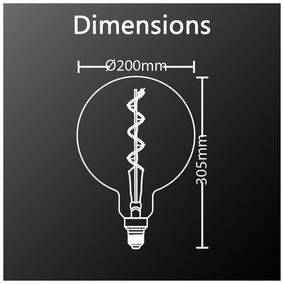 Ampoule Led Globe Giant (g200) / Vintage, Culot E27, 4w Cons. (30w Eq.), 323 Lumens, Lumière Blanc Chaud