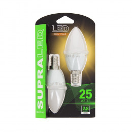Pack De 2 Ampoules Led (flamme), Culot E14, Conso. 2,8w (eq. 25w), 250 Lumens, Blanc Chaud