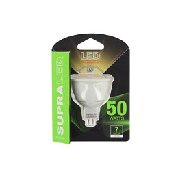 Ampoule Led (spot), Culot Gu5,3, Conso. 7w (eq. 50w), 620 Lumens, Blanc Chaud