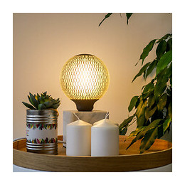 Ampoule Déco Led Filament, Aspect Filet Noir, G125, Culot E27, 4w Cons. 2700k Blanc Chaud