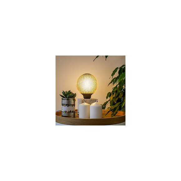 Ampoule Déco Led Filament, Aspect Filet Noir, G125, Culot E27, 4w Cons. 2700k Blanc Chaud