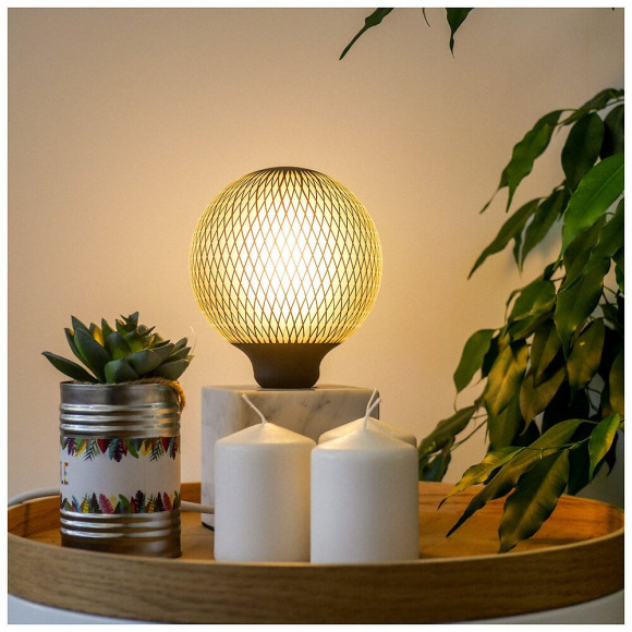Ampoule Déco Led Filament, Aspect Filet Noir, G125, Culot E27, 4w Cons. 2700k Blanc Chaud
