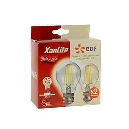 Lot X2 Ampoules À Filament Led Edf, Standard, Culot E27, Conso 8w Eq. 75w, Blanc Neutre