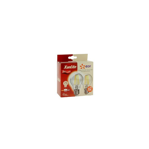 Lot X2 Ampoules À Filament Led Edf, Standard, Culot E27, Conso 8w Eq. 75w, Blanc Neutre