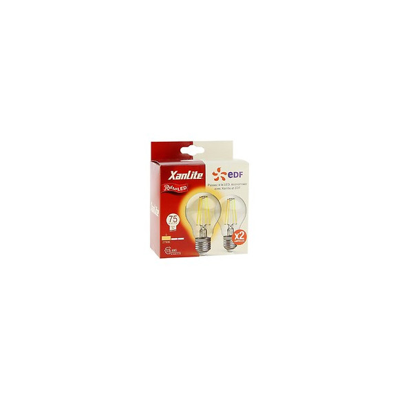 Lot X2 Ampoules À Filament Led Edf, Standard, Culot E27, Conso 8w Eq. 75w, Blanc Chaud