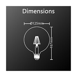Ampoule Led G125, Culot E27, 4w Cons. (24w Eq.), Lumière Blanc Chaud
