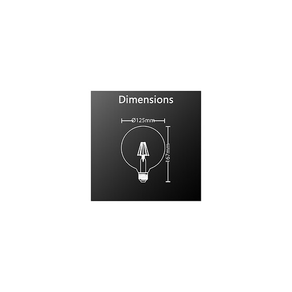 Ampoule Led G125, Culot E27, 4w Cons. (24w Eq.), Lumière Blanc Chaud