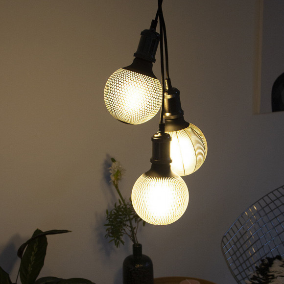 Ampoule Déco Led Filament, Aspect Aiguilles De Pin Noir, G125, Culot E27, 4w Cons. 2700k Blanc Chaud