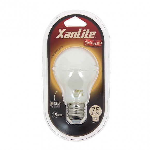 Ampoule À Filament Led A60, Culot E27, 8w Cons. (75w Eq.), Lumière Blanche Chaude
