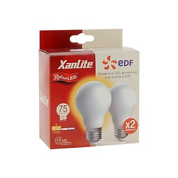 Lot X2 Ampoules À Filament Led Edf, Standard, Opaque, Culot E27, Conso 8w Eq. 75w, Blanc Chaud