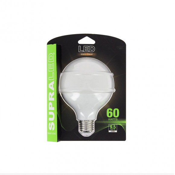 Ampoule Led (g95), Culot E27, Conso. 9,5w (eq. 60w), 806 Lumens, Blanc Chaud