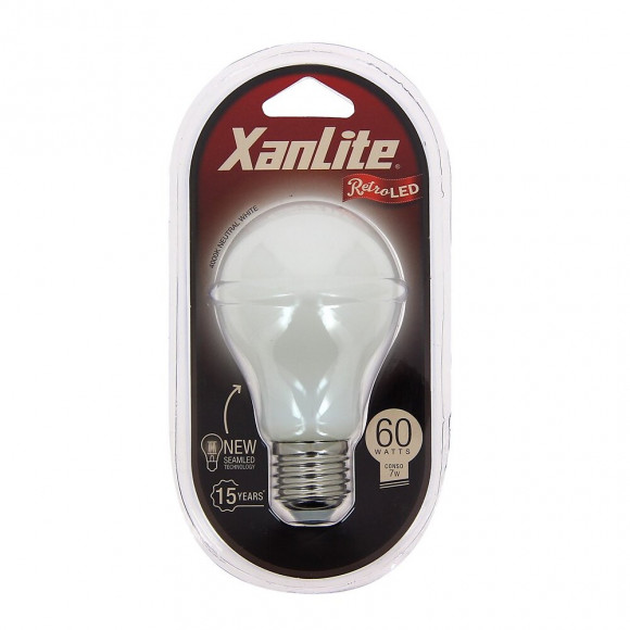 Ampoule À Filament Led A60, Culot E27, 7w Cons. (60w Eq.), Lumière Blanc Neutre