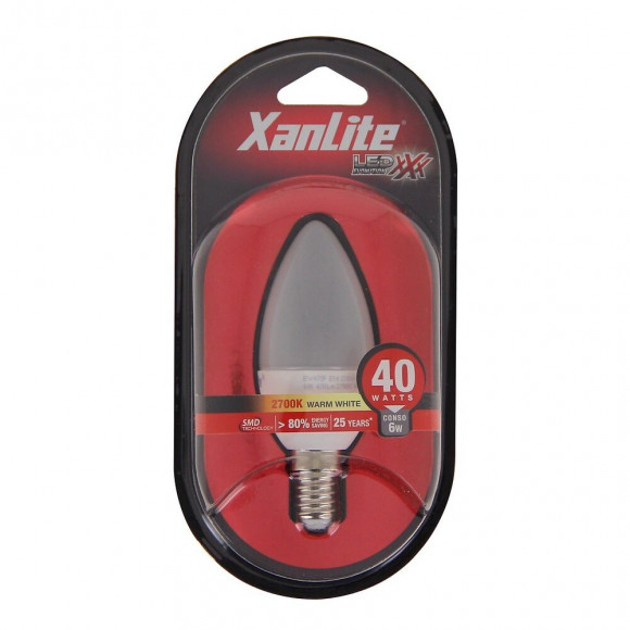 Ampoule Led Flamme, Culot E14, 5,3w Cons. (40w Eq.), Lumière Blanc Chaud