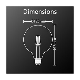 Ampoule Led Déco Globe (g125) / Vintage Au Verre Ambré, Culot E27, 7w Cons. (50w Eq.), 638 Lumens, Lumière Blanc Chaud