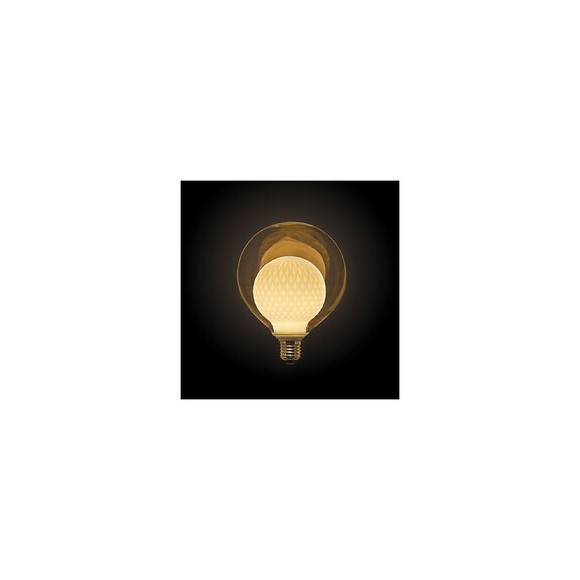 Ampoule Déco Led, Double Verre Blanc, G125, Culot E27, 3w Cons. 2700k Blanc Chaud