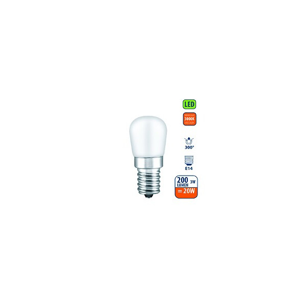 Ampoule Led Smd, St26, 3w / 200lm, Culot E14, 3000k. Spécial Réfrigérateur