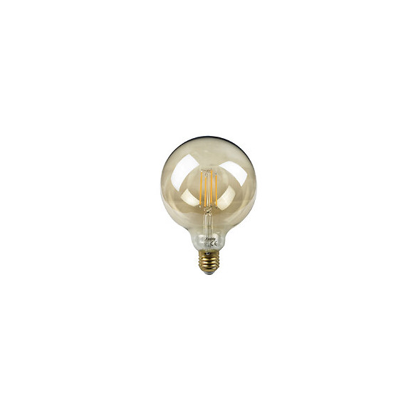 Ampoule Led Déco Globe (g125) / Vintage Au Verre Ambré, Culot E27, 7w Cons. (50w Eq.), 638 Lumens, Lumière Blanc Chaud