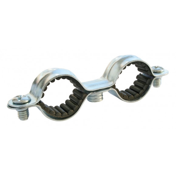 Collier Double Isophonique Ø16  - Boite De 50 - Acier Nickelé