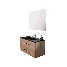 Meuble À Suspendre Lenca - L90cm - Bois Miel - Mélaminé - Livré Monté