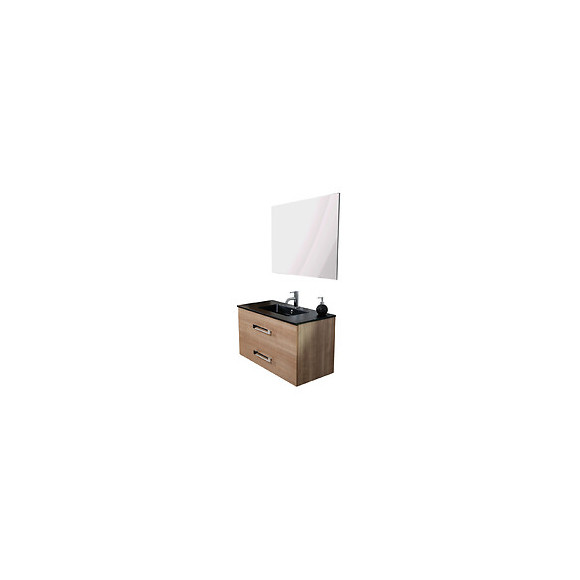 Meuble À Suspendre Lenca - L90cm - Bois Miel - Mélaminé - Livré Monté