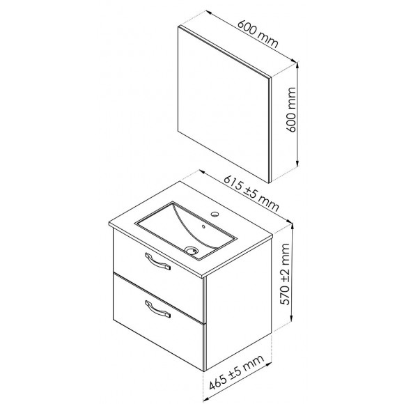 Façades De Tiroir Mixy - Lot De 2 - 60cm - Bleu - Laqué - Livré En Kit