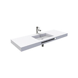 Plan Vasque À Suspendre Liceo - 140cm - Solid Surface - Avec Trop Plein Et Bonde