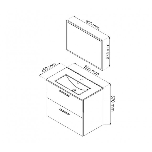 Meuble À Poser Aruba - 80cm - Blanc - Laqué - Livré En Kit