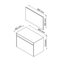 Meuble À Suspendre Maple - L80cm - Chêne Gris - Mélaminé - Livré Monté