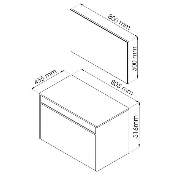 Meuble À Suspendre Maple - L80cm - Chêne Gris - Mélaminé - Livré Monté