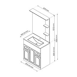Meuble À Poser Tolede - 80cm - Taupe - Pvc Brillant - Livré En Kit